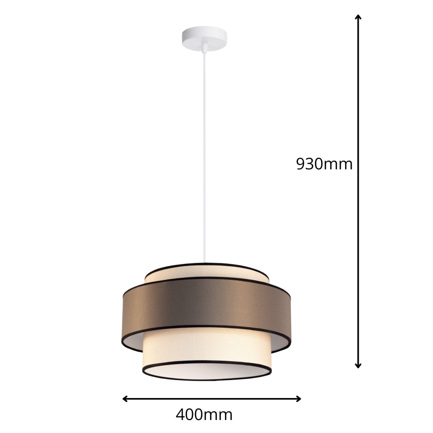 Полилей на кабел GRACE 1xE27/60W/230V, Ø 40 см, кремав/сив