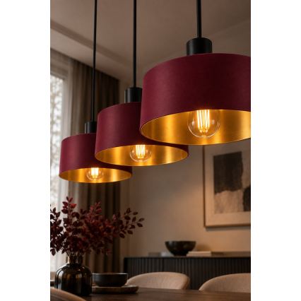 Полилей на кабел HAKI 3xE27/60W/230V бордо/черен