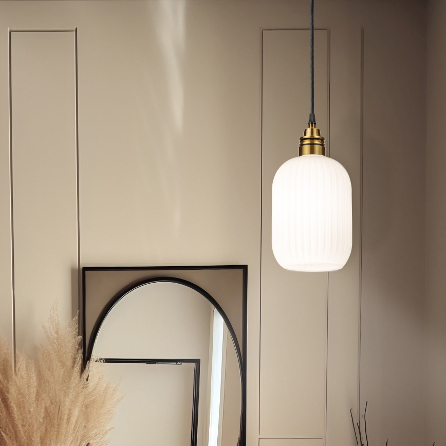 Полилей на кабел HECTOR 1xE27/15W/230V бял/месинг Ø 14 см