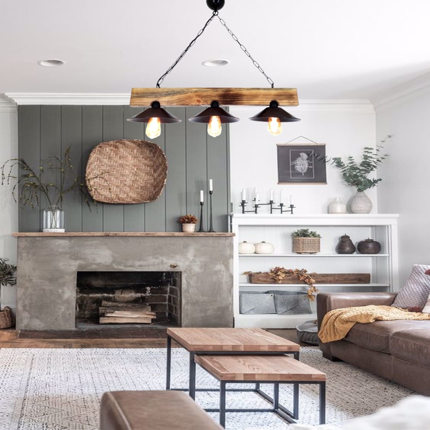 Полилей на кабел HEPSI 3xE27/40W/230V смърч/орех