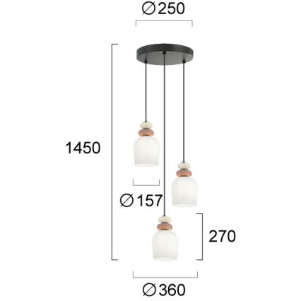 Полилей на кабел HILDA 3xE14/40W/230V черен/кафяв