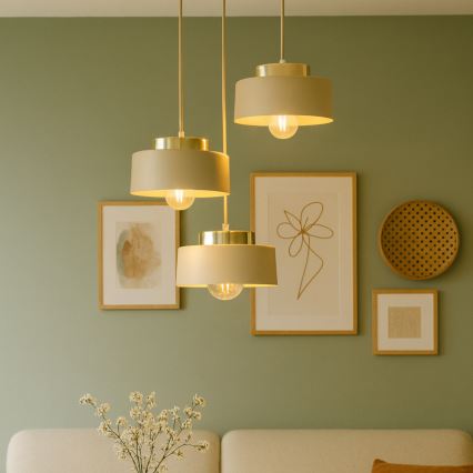 Полилей на кабел IGNIA 3xE27/60W/230V бежов/златен