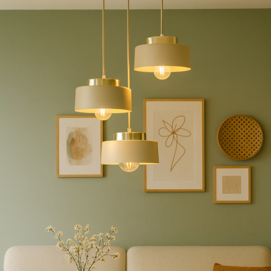 Полилей на кабел IGNIA 3xE27/60W/230V бежов/златен