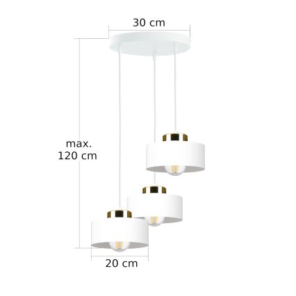 Полилей на кабел IGNIA 3xE27/60W/230V бял