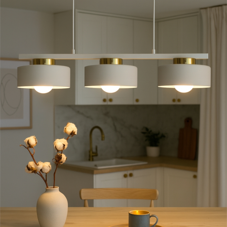 Полилей на кабел IGNIA 3xE27/60W/230V бял/златен