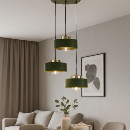 Полилей на кабел IGNIA 3xE27/60W/230V, зелен