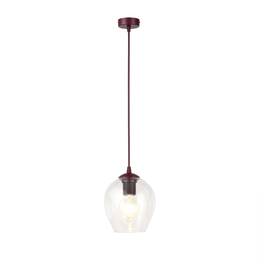 Полилей на кабел ISTAR 1xE27/15W/230V Ø 14 см червен/прозрачен