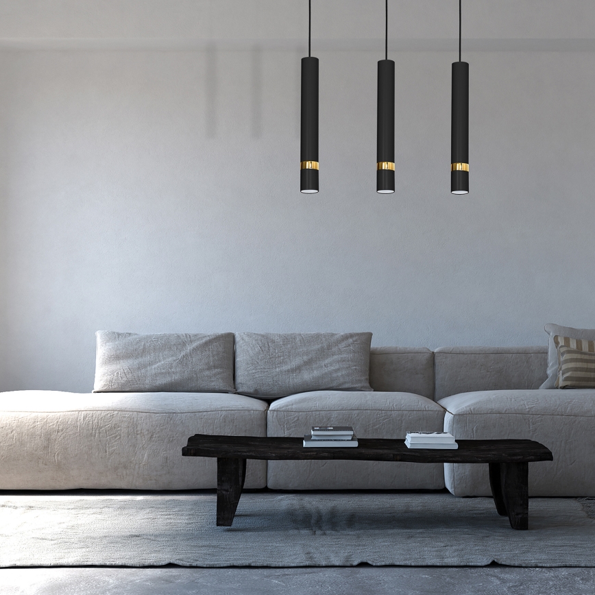 Полилей на кабел JOKER 3xGU10/25W/230V черен/златен