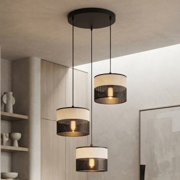 Полилей на кабел KARBON 3xE27/15W/230V черен/сив
