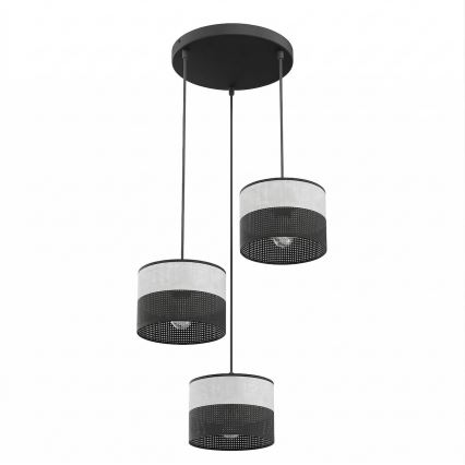 Полилей на кабел KARBON 3xE27/15W/230V черен/сив