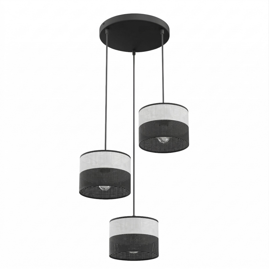 Полилей на кабел KARBON 3xE27/15W/230V черен/сив
