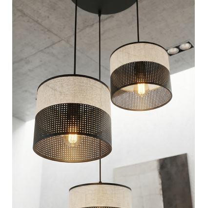 Полилей на кабел KARBON 3xE27/15W/230V черен/сив