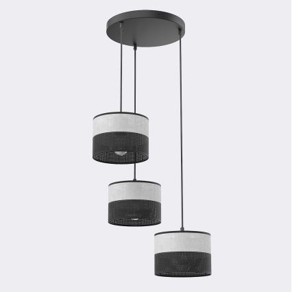 Полилей на кабел KARBON 3xE27/15W/230V черен/сив