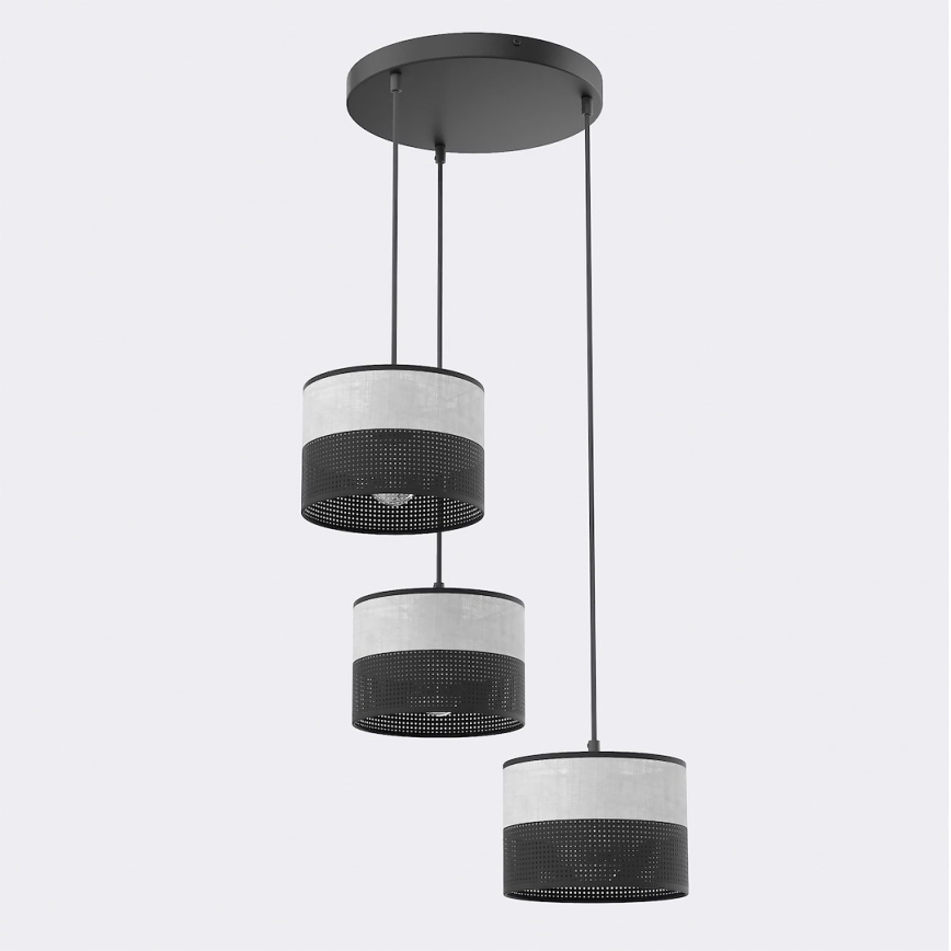 Полилей на кабел KARBON 3xE27/15W/230V черен/сив