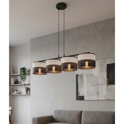 Полилей на кабел KARBON 4xE27/15W/230V черен/сив