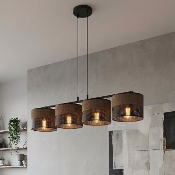 Полилей на кабел KARBON 4xE27/15W/230V черен/кафяв