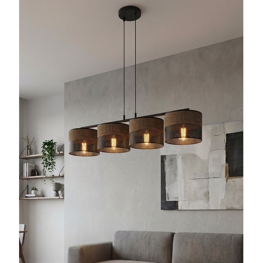 Полилей на кабел KARBON 4xE27/15W/230V черен/кафяв