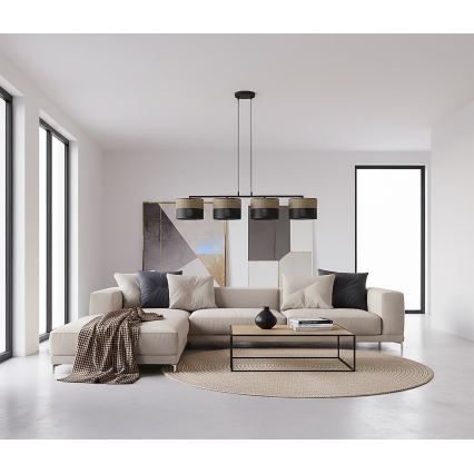 Полилей на кабел KARBON 4xE27/15W/230V черен/кафяв