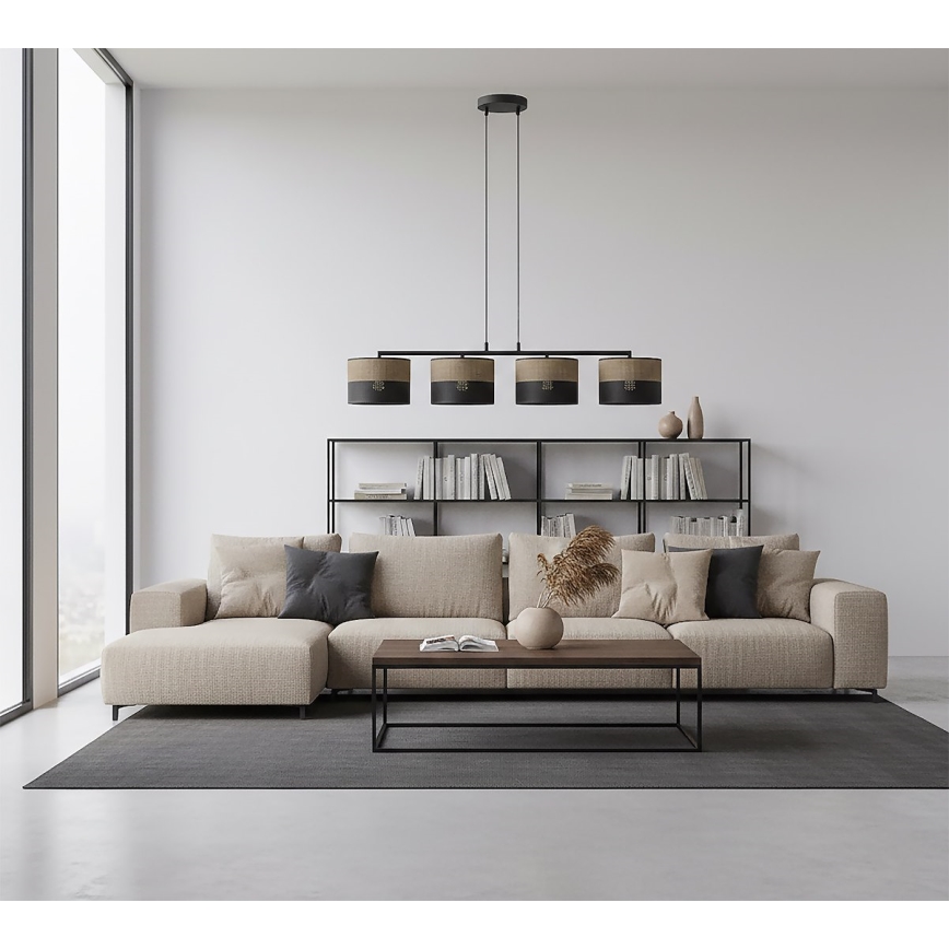 Полилей на кабел KARBON 4xE27/15W/230V черен/кафяв