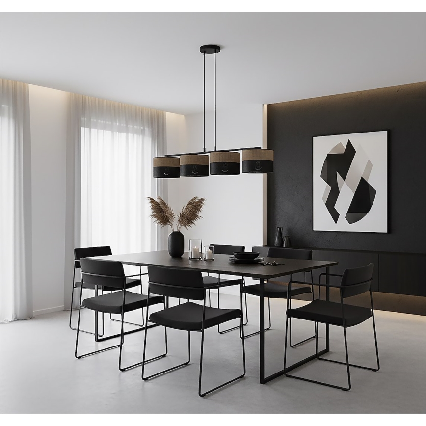 Полилей на кабел KARBON 4xE27/15W/230V черен/кафяв