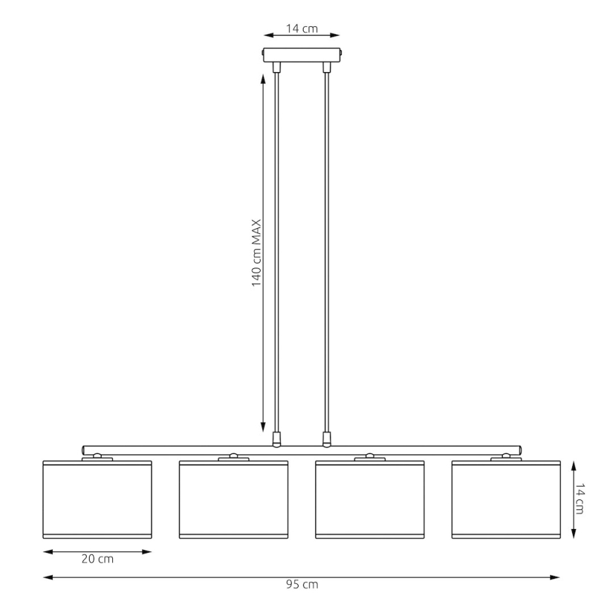 Полилей на кабел KARBON 4xE27/15W/230V черен/кафяв