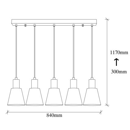Полилей на кабел KEM 5xE27/40W/230V черен