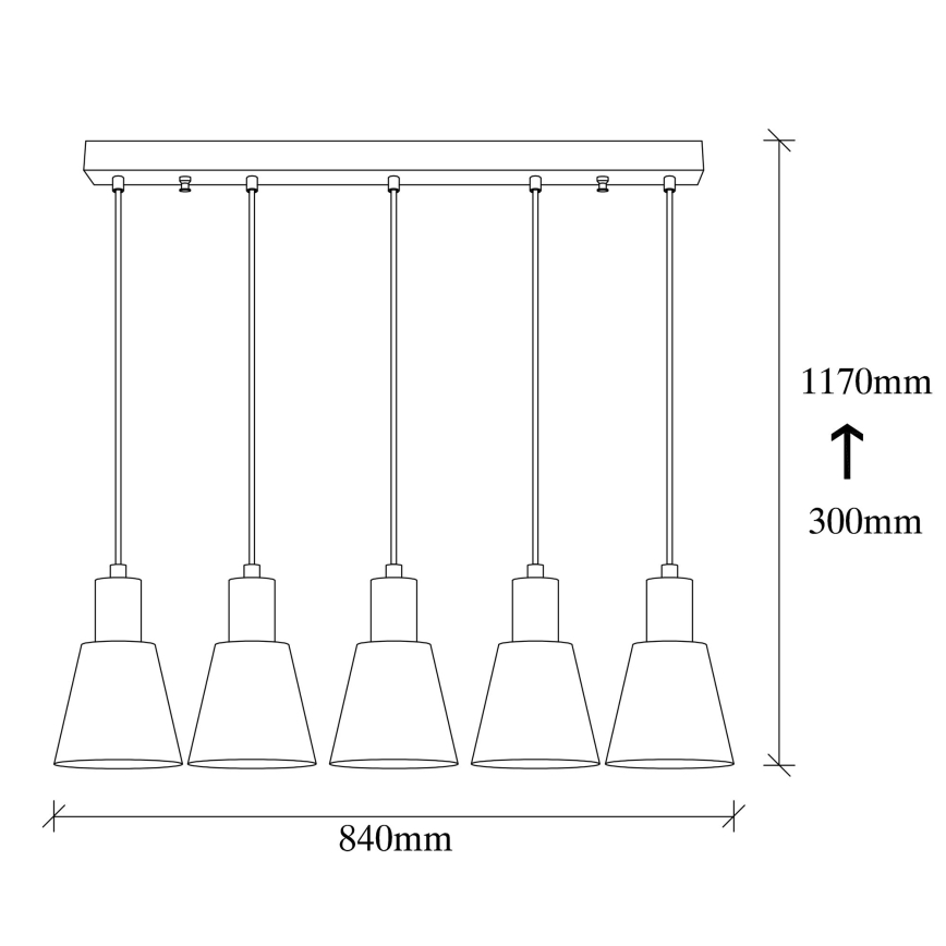 Полилей на кабел KEM 5xE27/40W/230V черен