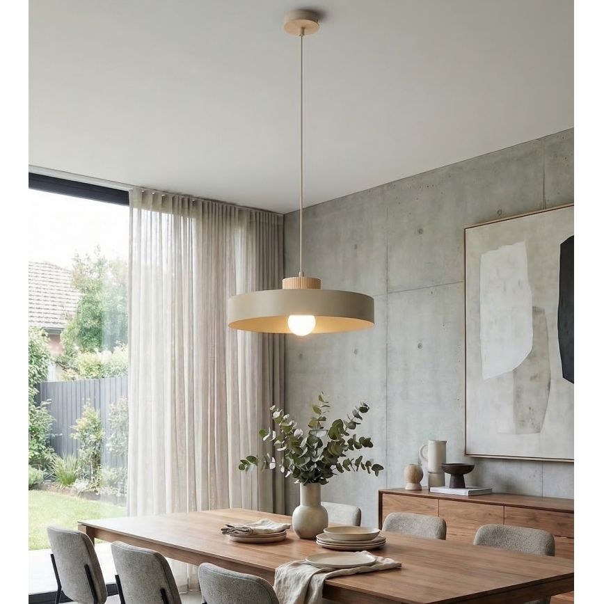 Полилей на кабел KIVI 1xE27/15W/230V бежов