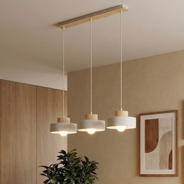 Полилей на кабел KIVI 3xE27/15W/230V бял