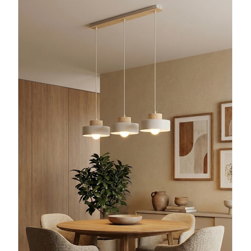 Полилей на кабел KIVI 3xE27/15W/230V бял