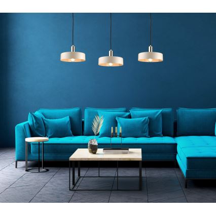 Полилей на кабел LATTE 3xE27/60W/230V бежов/черен/златист