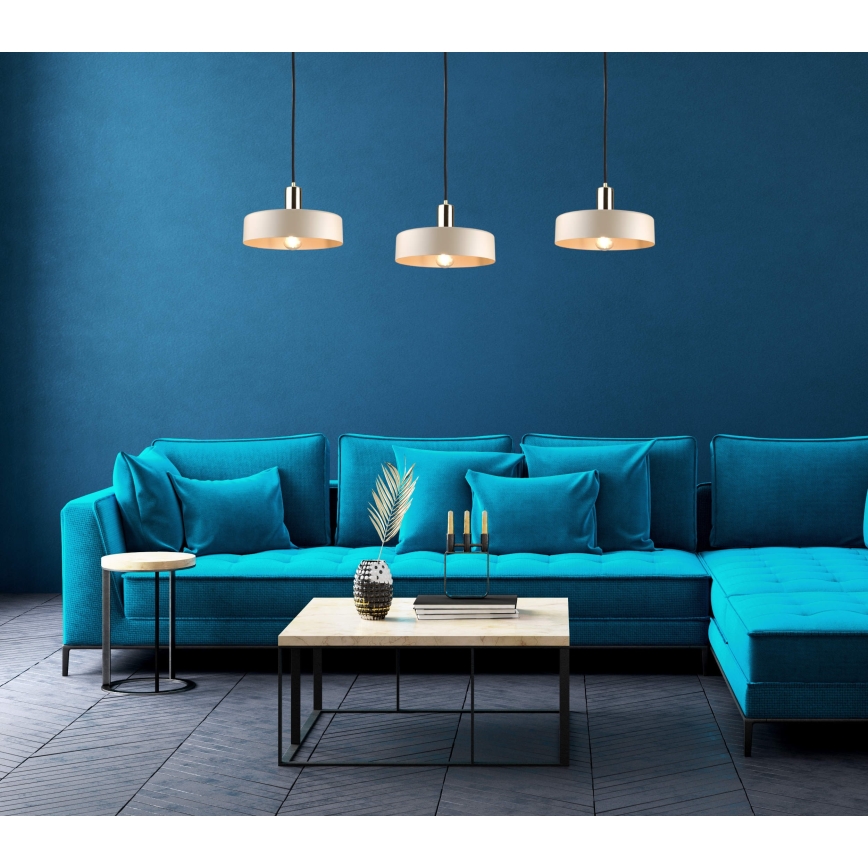 Полилей на кабел LATTE 3xE27/60W/230V бежов/черен/златист