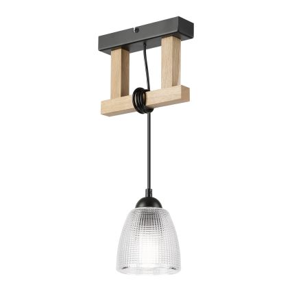 Полилей на кабел LEANDRA 1xE27/15W/230V дъб/черно