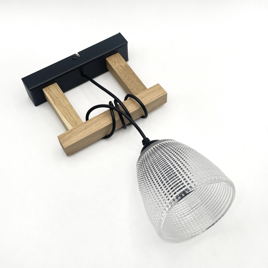 Полилей на кабел LEANDRA 1xE27/15W/230V дъб/черно