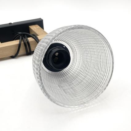 Полилей на кабел LEANDRA 1xE27/15W/230V дъб/черно