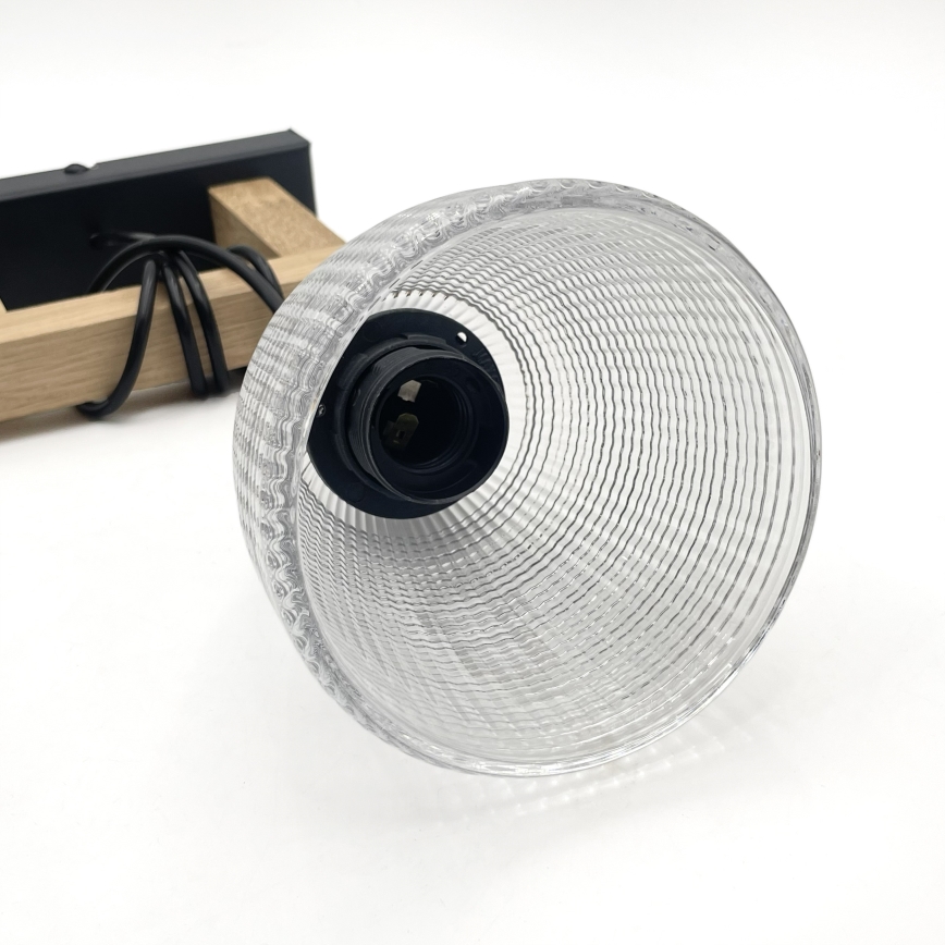 Полилей на кабел LEANDRA 1xE27/15W/230V дъб/черно