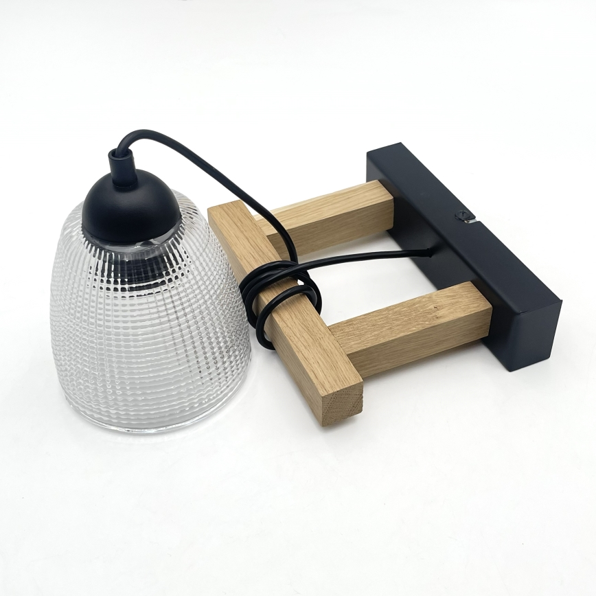 Полилей на кабел LEANDRA 1xE27/15W/230V дъб/черно