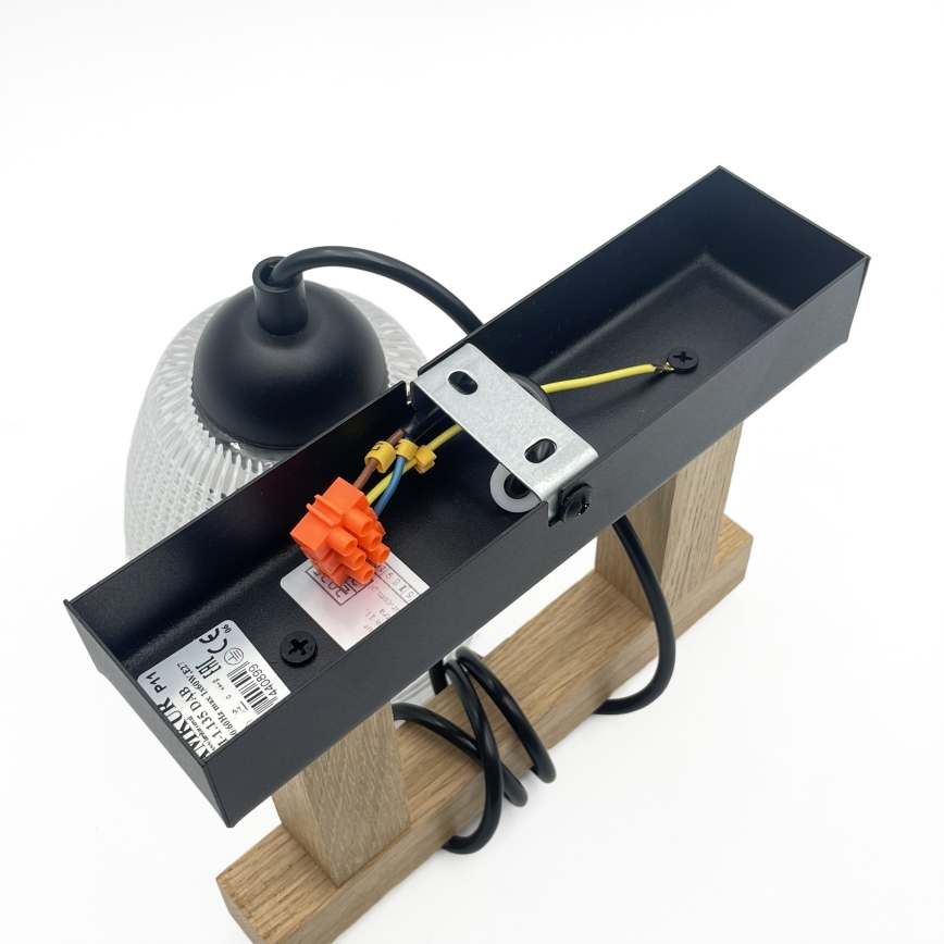 Полилей на кабел LEANDRA 1xE27/15W/230V дъб/черно