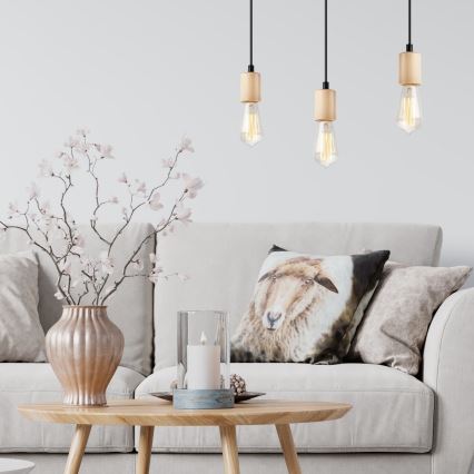 Полилей на кабел LEON 3xE27/60W/230V бук