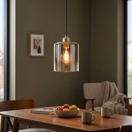 Полилей на кабел LIAH 1xE27/15W/230V, златисто/опушено кафяво