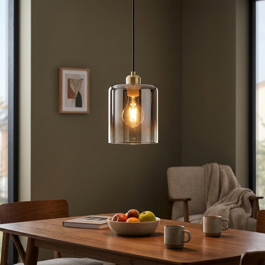 Полилей на кабел LIAH 1xE27/15W/230V, златисто/опушено кафяво