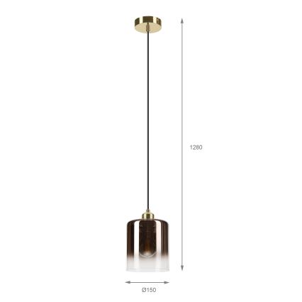 Полилей на кабел LIAH 1xE27/15W/230V, златисто/опушено кафяво