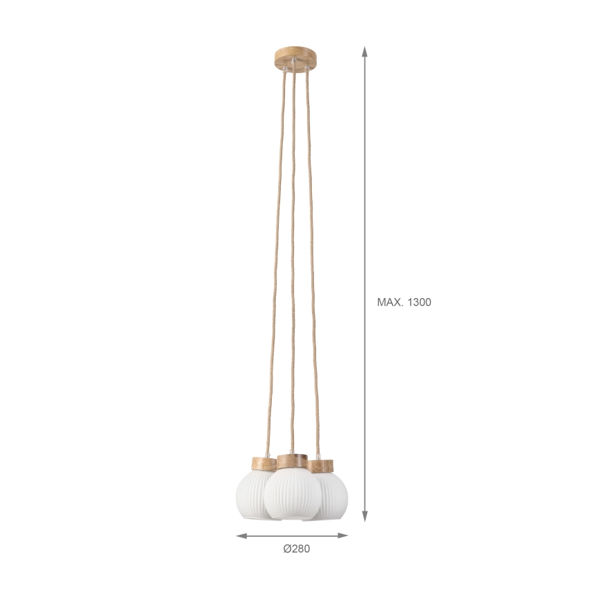Полилей на кабел LOOMIS 3xE27/15W/230V 130 cm бежово/дъб