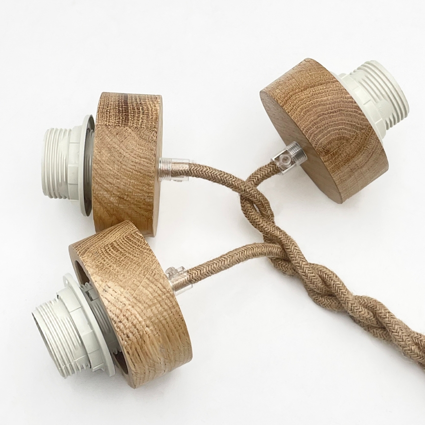 Полилей на кабел LOOMIS 3xE27/15W/230V 83 см бежов/дъб