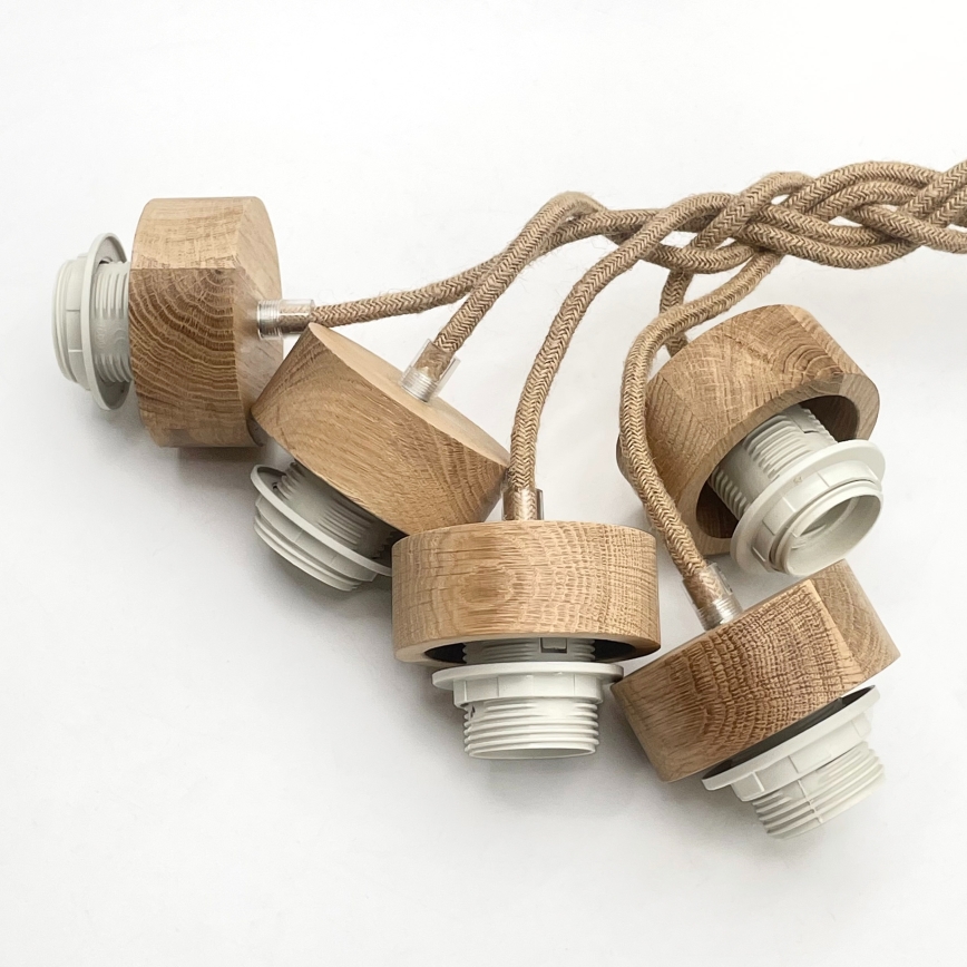 Полилей на кабел LOOMIS 5xE27/15W/230V 83 cm бежов/дъб