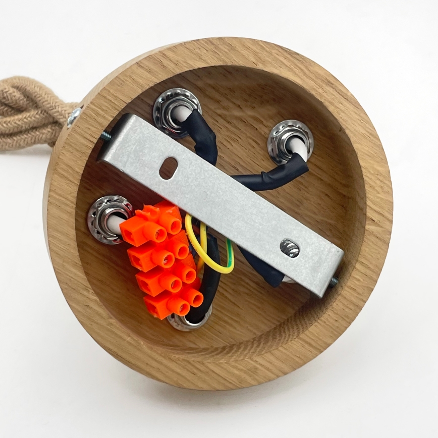 Полилей на кабел LOOMIS 5xE27/15W/230V 83 cm бежов/дъб