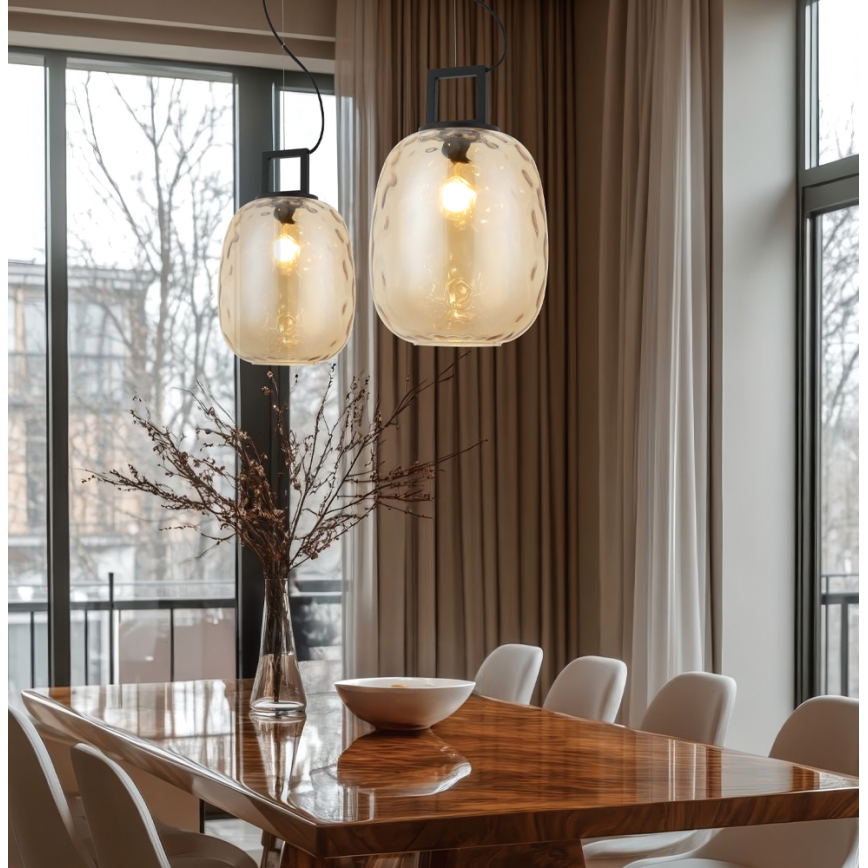Полилей на кабел LUCY 1xE27/40W/230V димно бежов