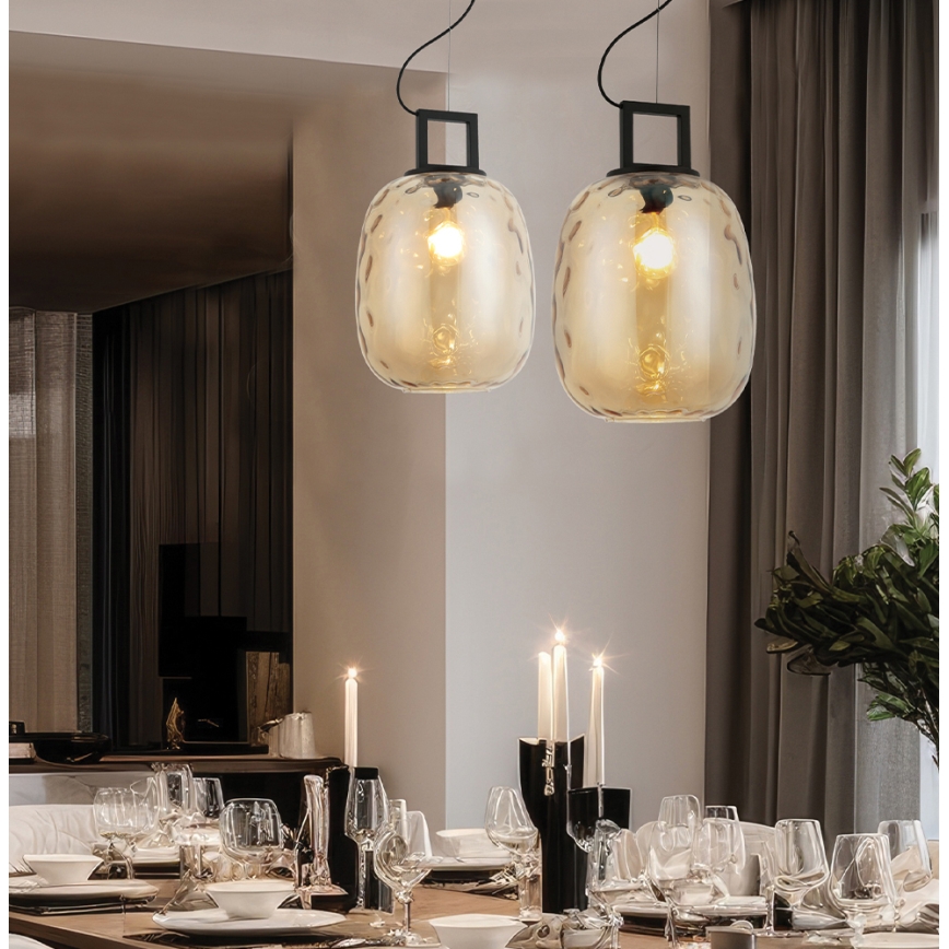 Полилей на кабел LUCY 1xE27/40W/230V димно бежов