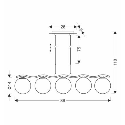 Полилей на кабел LUMOS 5xG9/20W/230V димчато черен