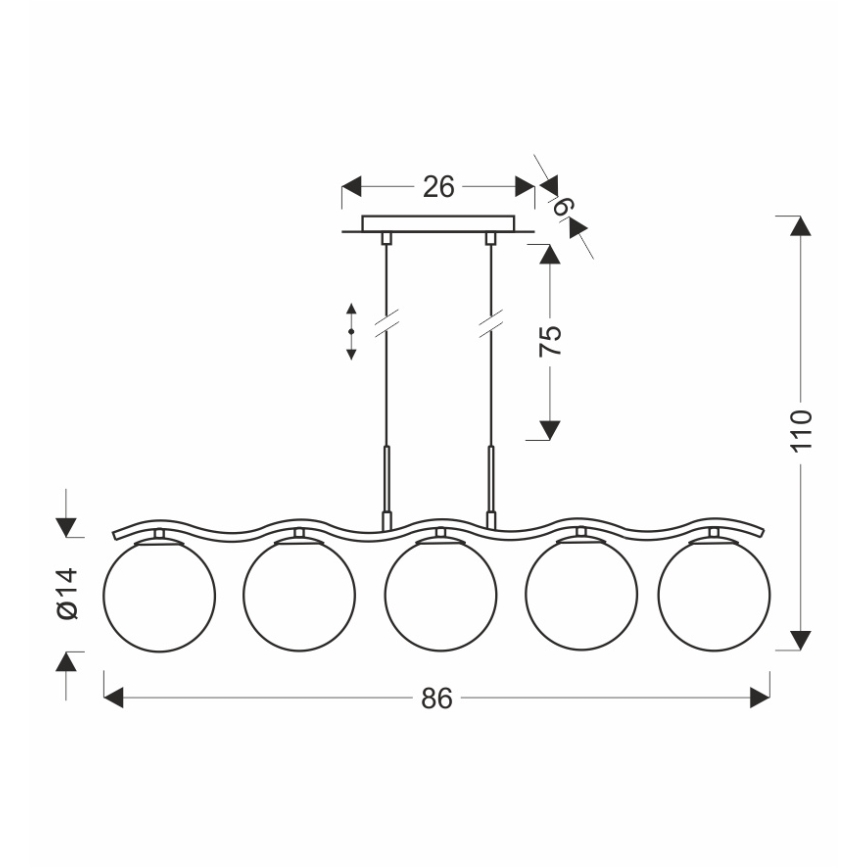 Полилей на кабел LUMOS 5xG9/20W/230V димчато черен